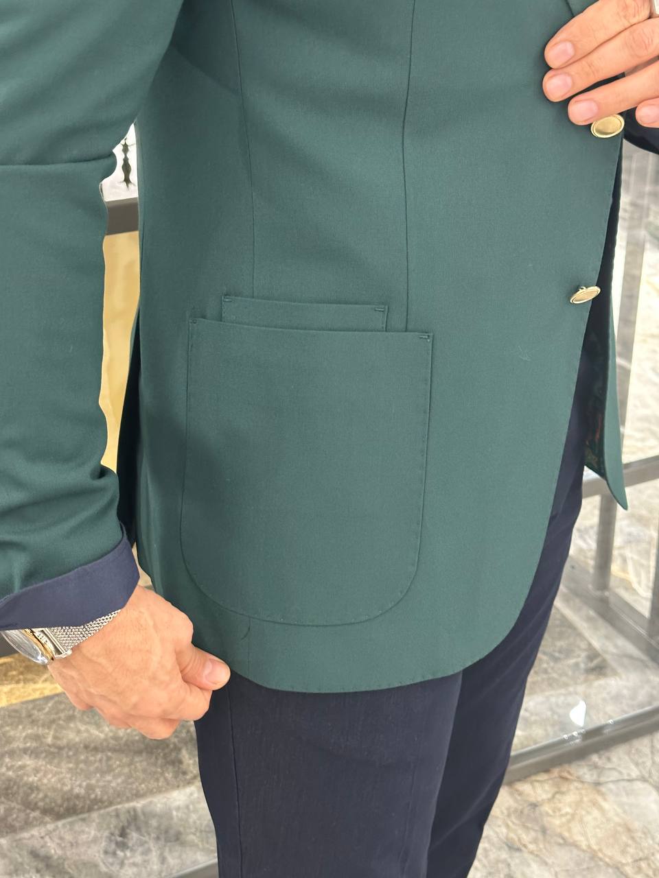 Green Bag Pocket Blazer Jacket