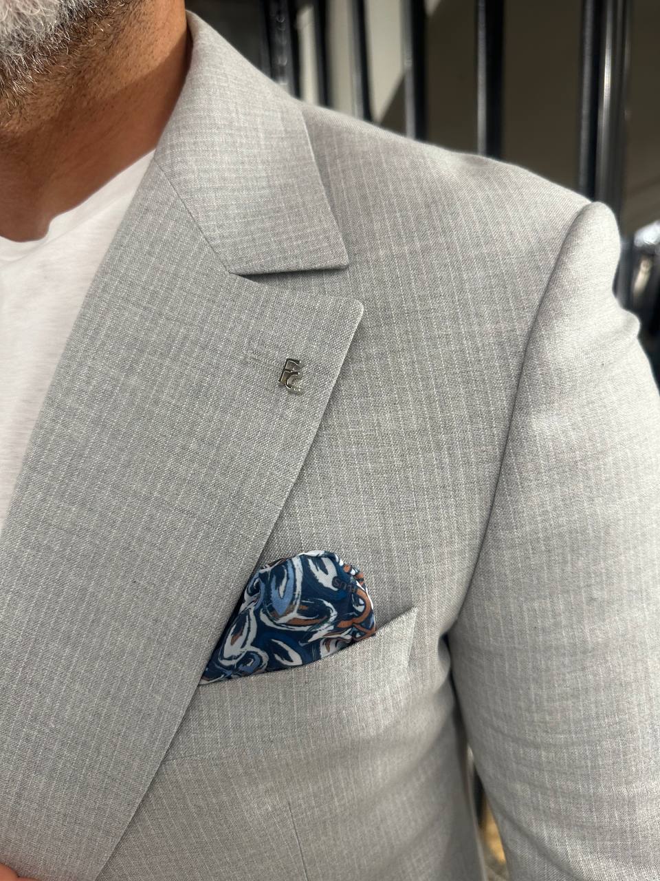 Gray Button Detail 2-Piece Suit