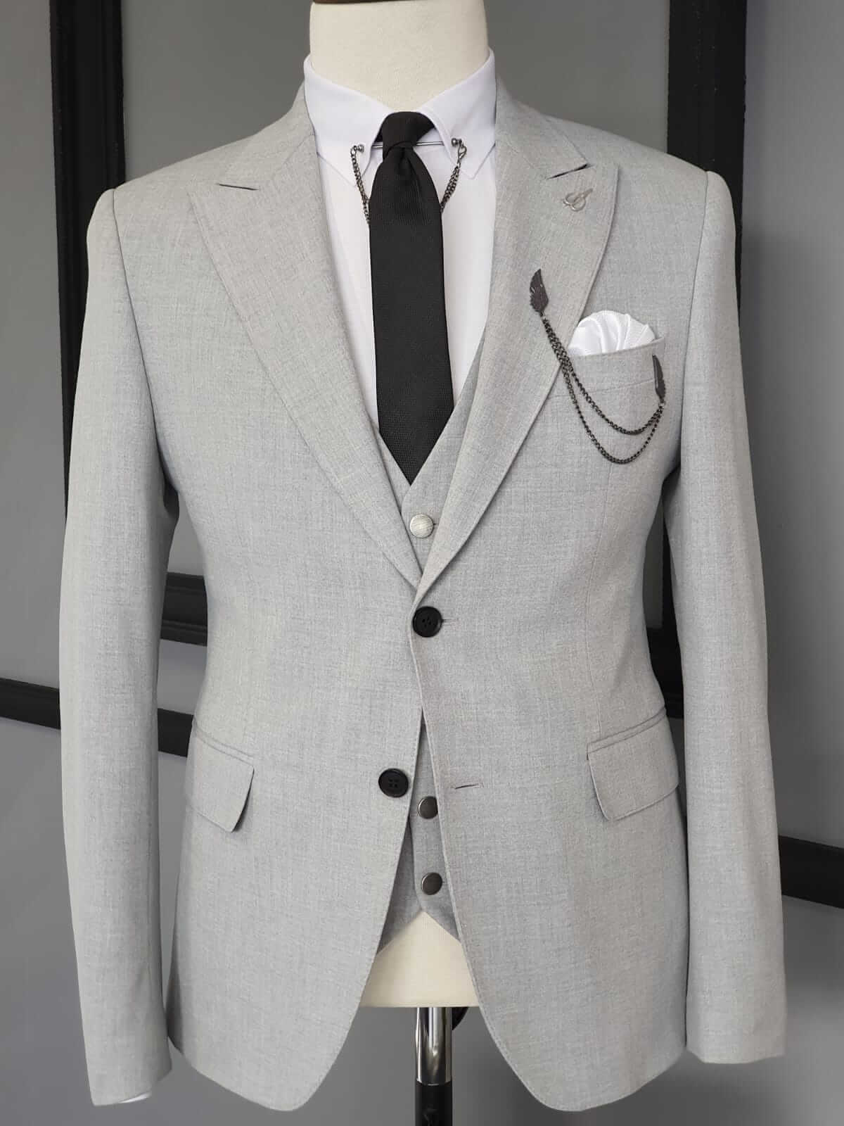 Belezzas Slim Fit Gray Linen Suit